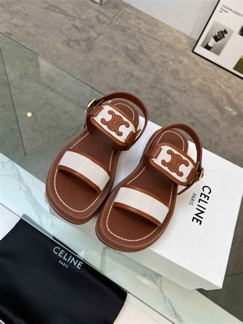 celine clea triomphe sandals|Celine slip on sandals.